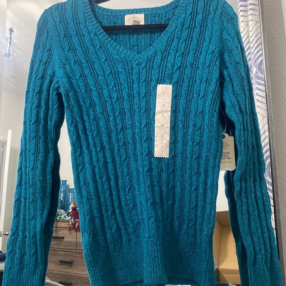 St. John's Bay | Size M | Teal V Neck Long Sleeve Pullover Sweater - Picture 1 of 2